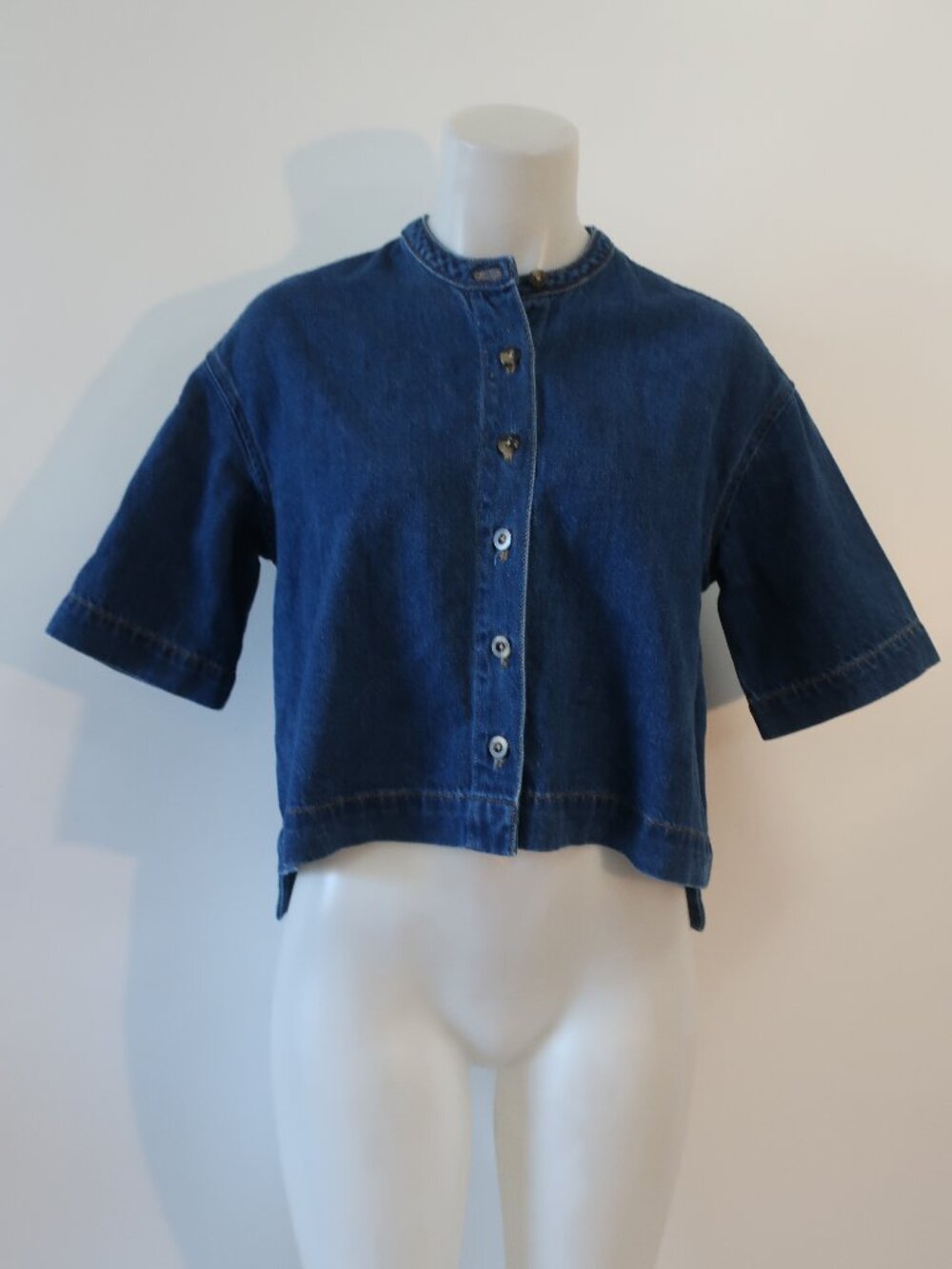 Womens Rosetta Getty (Item-20) Blue Button-Up Denim Shirt Top XS